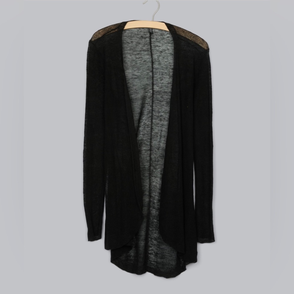 Eileen Fisher Women's Black Long Sleeve Hemp Duster Cardigan